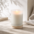 Frosted Vessel Candle by Mioriva in a quiet home setting